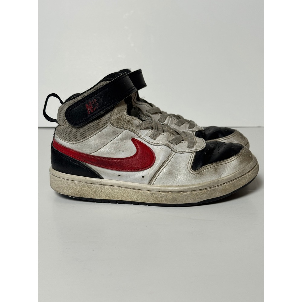 Nike Court Borough Mid 2 Kids White Black University Red Shoes Size 12C